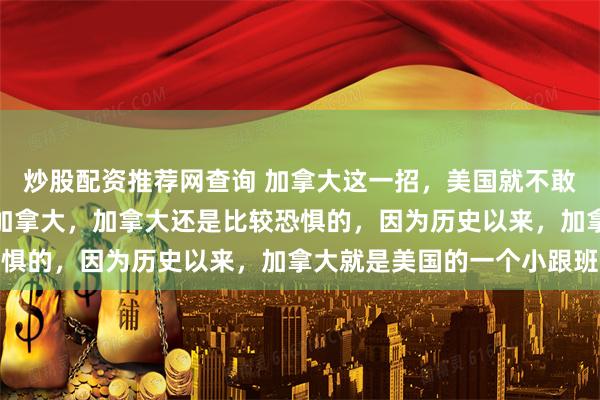炒股配资推荐网查询 加拿大这一招，美国就不敢占领了！美国想要占领加拿大，加拿大还是比较恐惧的，因为历史以来，加拿大就是美国的一个小跟班